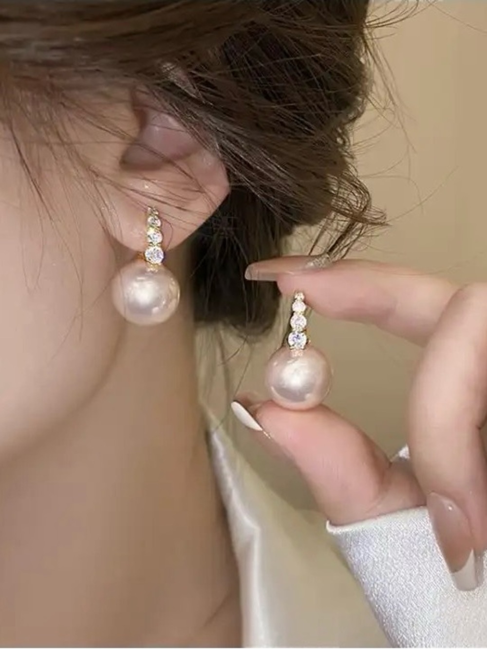 3/$40 NWT Zircon Imitation Pearl Hoop Earrings